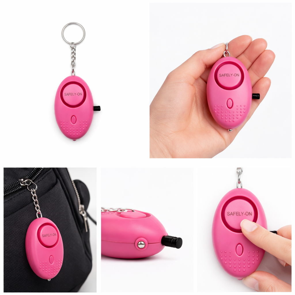 Safely-On Alertia Alarme Personnelle de sécurité – 130dB Alarme Portable - Rose
